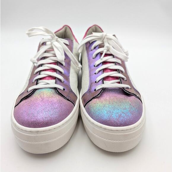 P448 Thea Platform Sneaker Shoes Lace-Up Women's Multi/White Size US8.5 EU39 - Picture 2 of 12